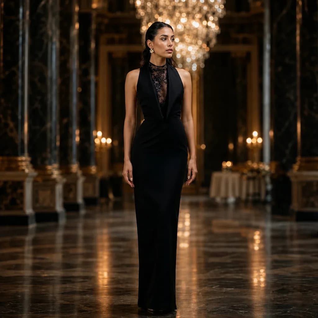 La Nuit Noire — Halter Lace Mermaid Dress — view 1 of 4